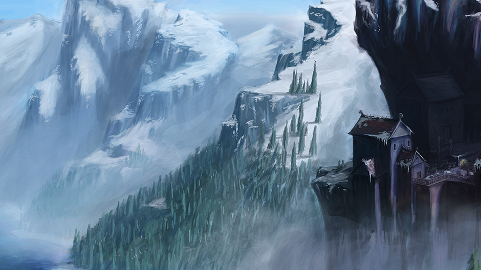 Inspired by the cliff dwellings of the Pueblo people, I moved the concept to a much colder environment.